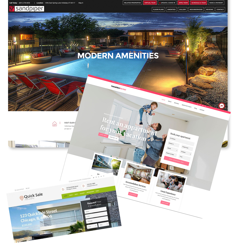 example websites created for 210RENT.COM.